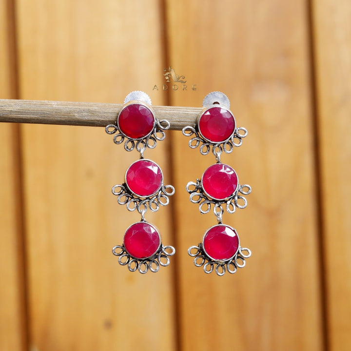Tri Round Glossy Earring
