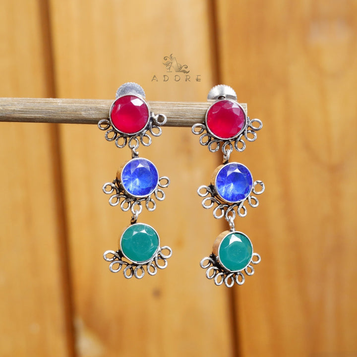 Tri Round Glossy Earring