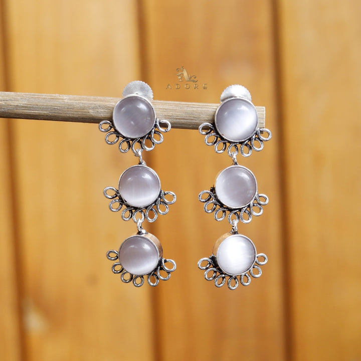 Tri Round Glossy Earring