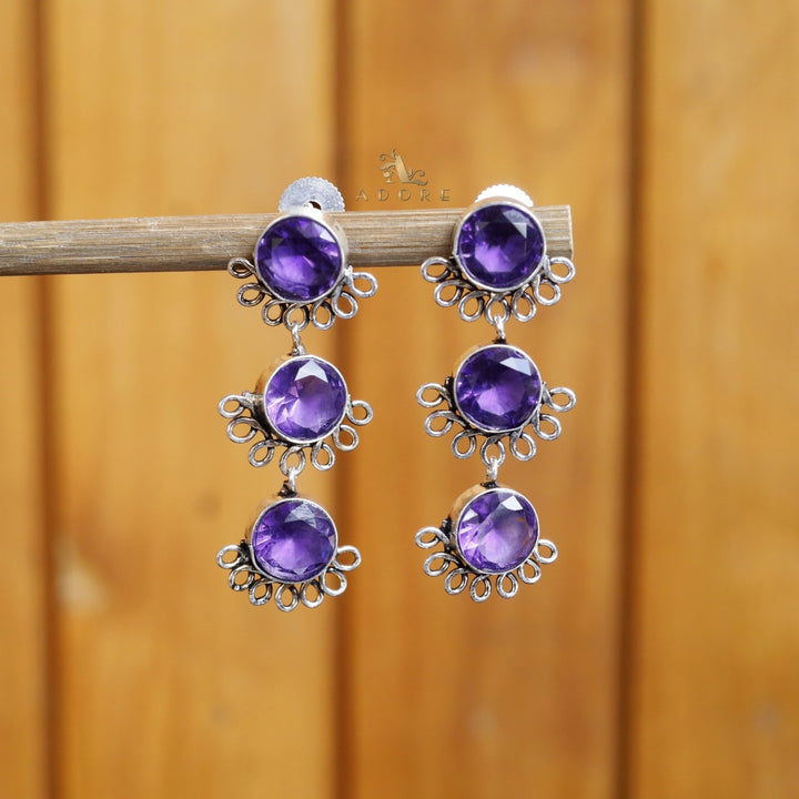 Tri Round Glossy Earring
