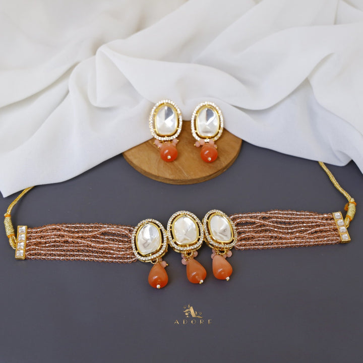 Onyx Beads Polki Kundan Choker With Earring