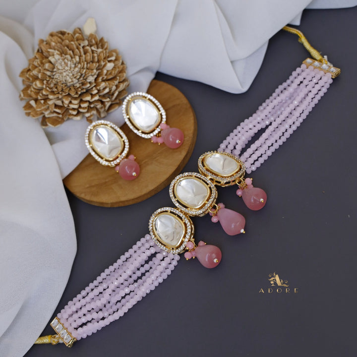 Onyx Beads Polki Kundan Choker With Earring