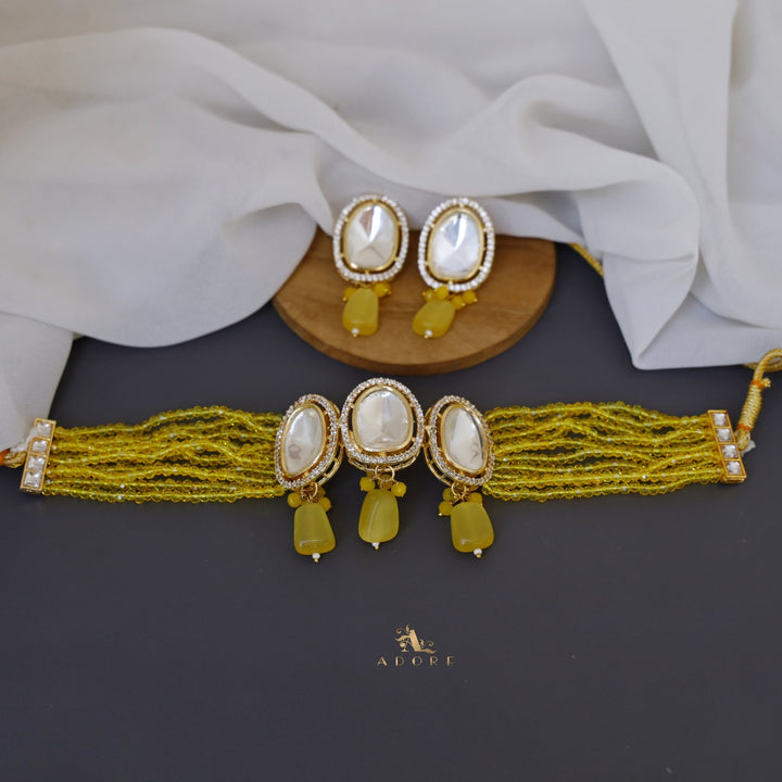 Onyx Beads Polki Kundan Choker With Earring