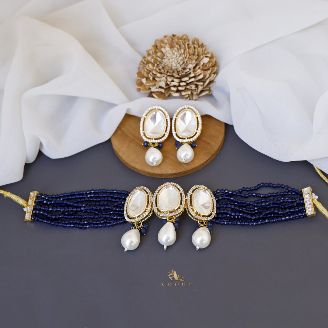 Onyx Beads Polki Kundan Choker With Earring