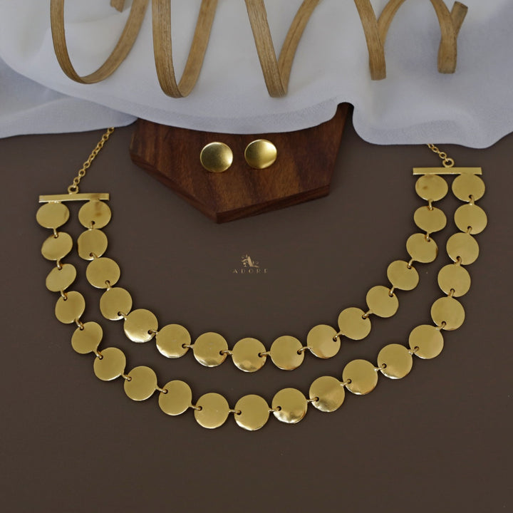 Golden 2 Layer Kashi Neckpiece With Stud