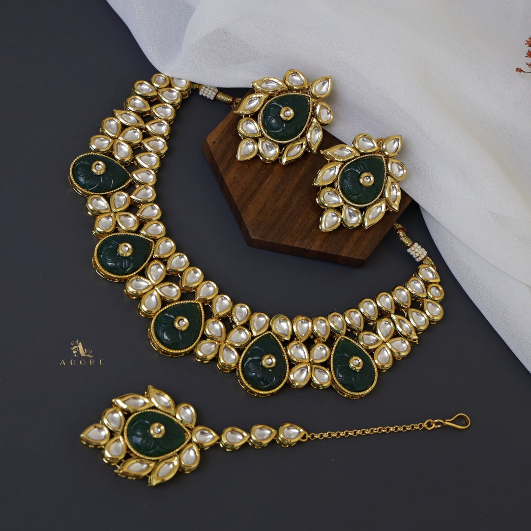 Mamatha Kundan Neckpiece With Earring + Tikka