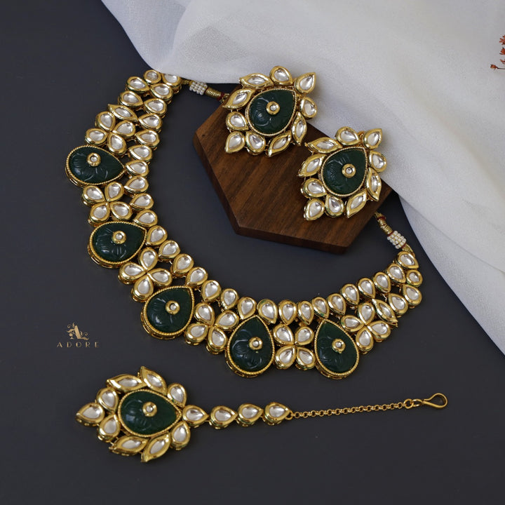 Mamatha Kundan Neckpiece With Earring + Tikka