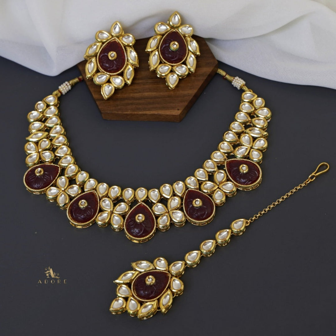 Mamatha Kundan Neckpiece With Earring + Tikka