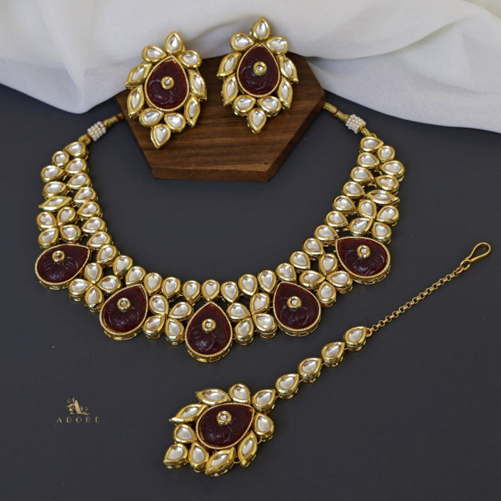 Mamatha Kundan Neckpiece With Earring + Tikka