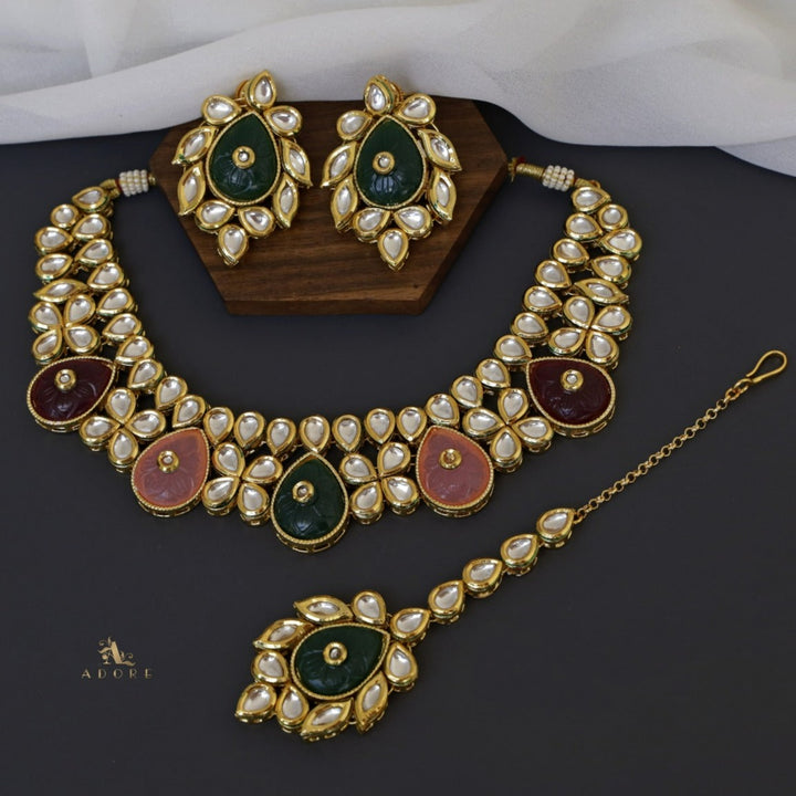 Mamatha Kundan Neckpiece With Earring + Tikka