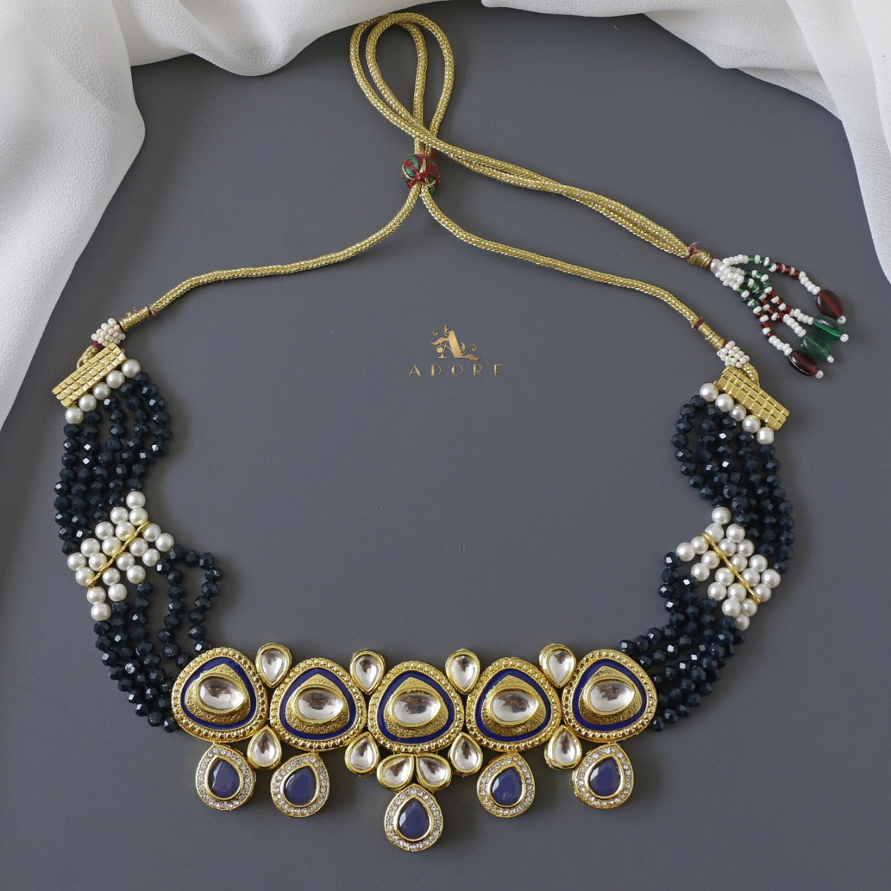 Neima Onyx Kundan Choker With Earring