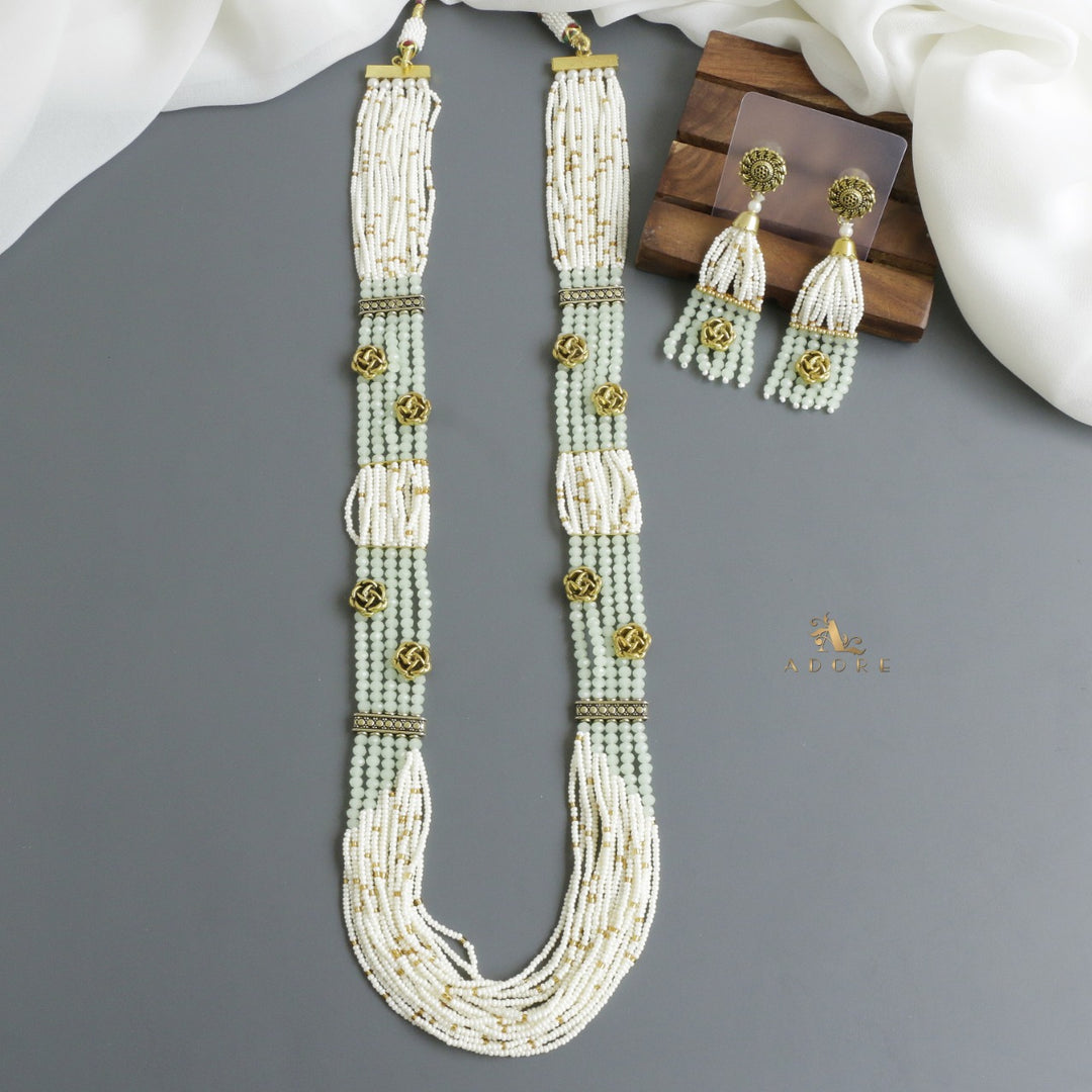 Penelopa Onyx Long Neckpiece With Earring