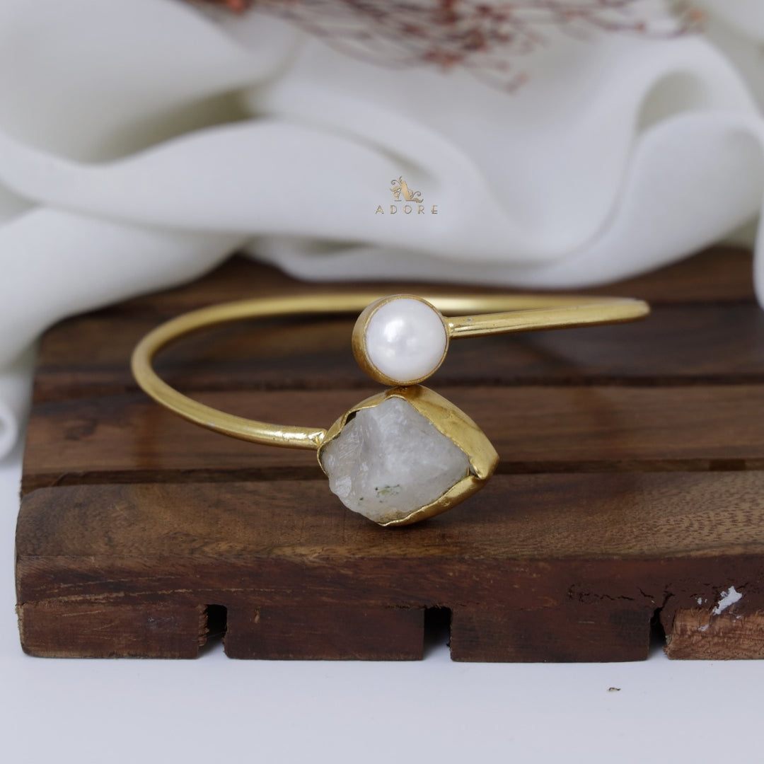 Libra Raw Stone + Pearl Bangle