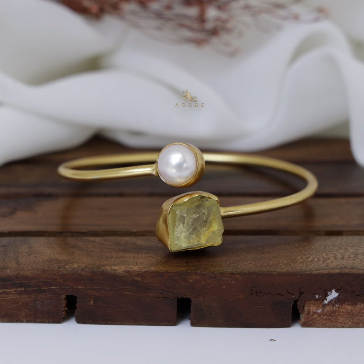 Libra Raw Stone + Pearl Bangle