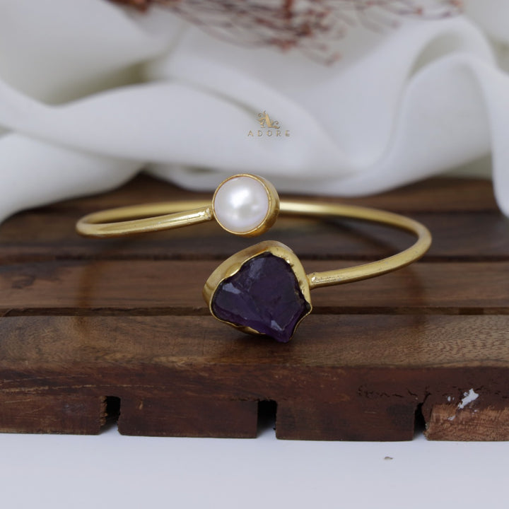 Libra Raw Stone + Pearl Bangle