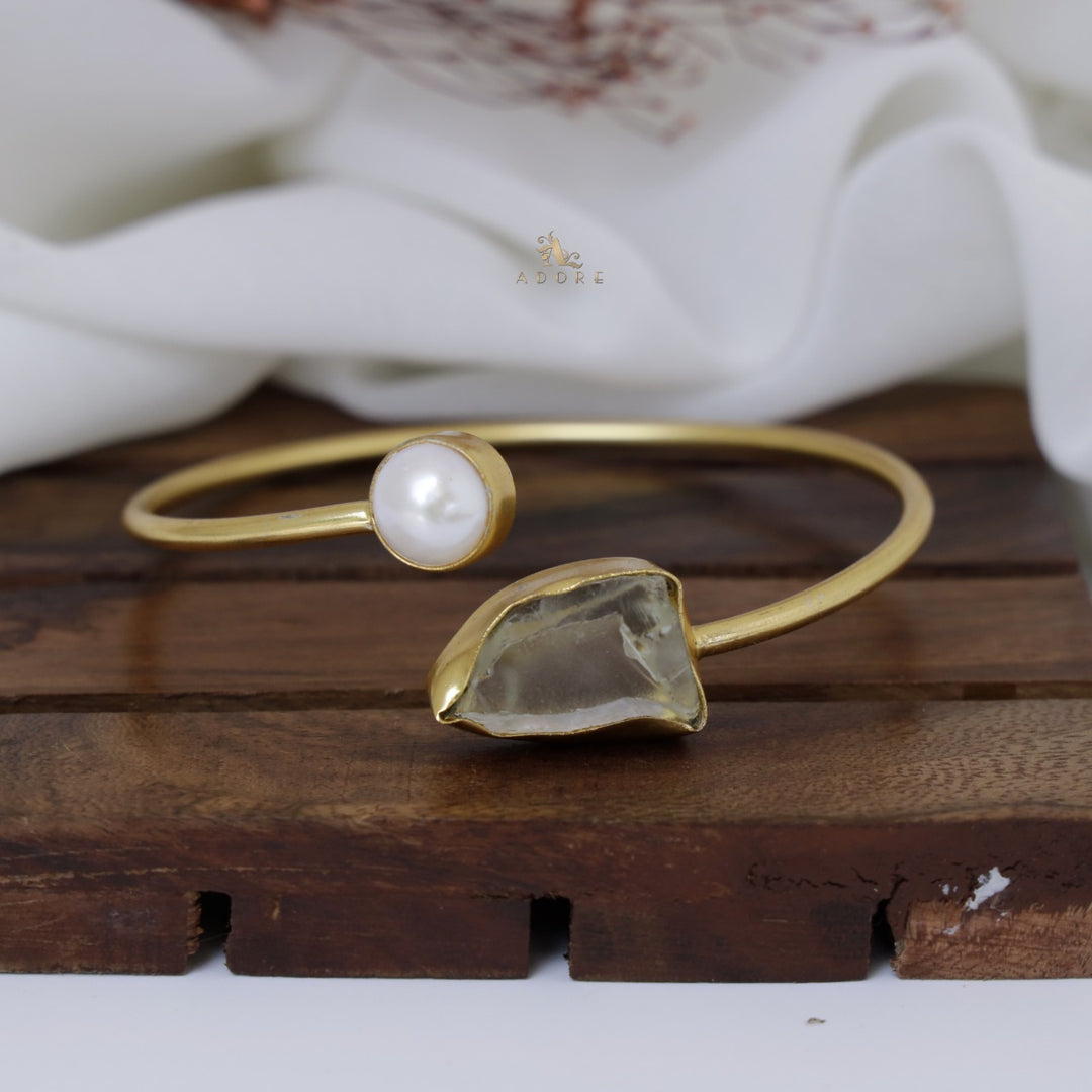 Libra Raw Stone + Pearl Bangle