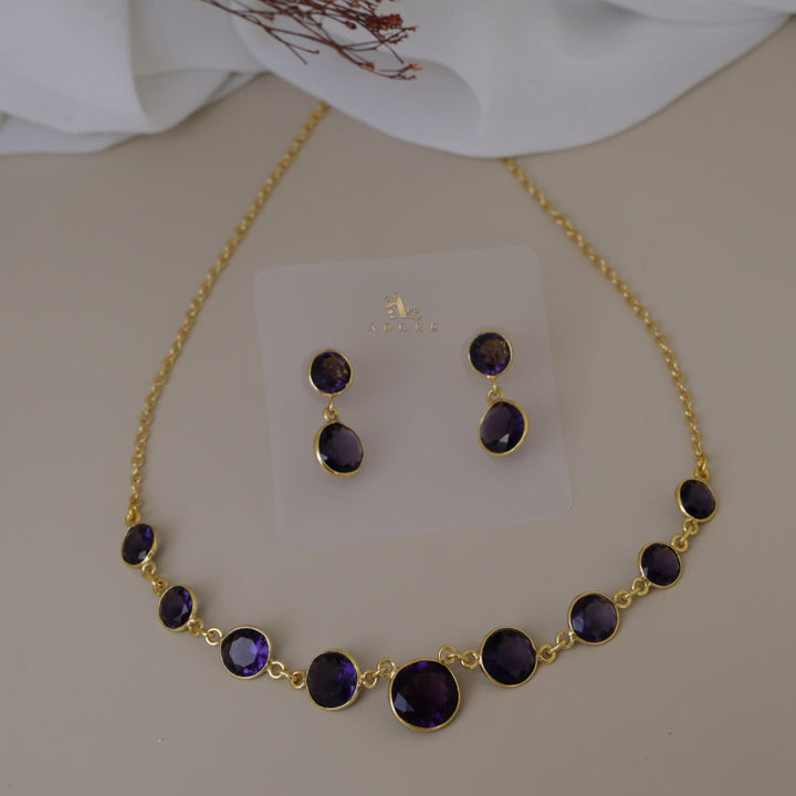 Freya Round Glossy Neckpiece With Earring