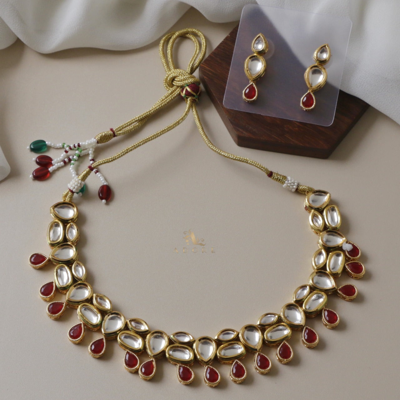 Meena Kundan Neckpiece With Earring
