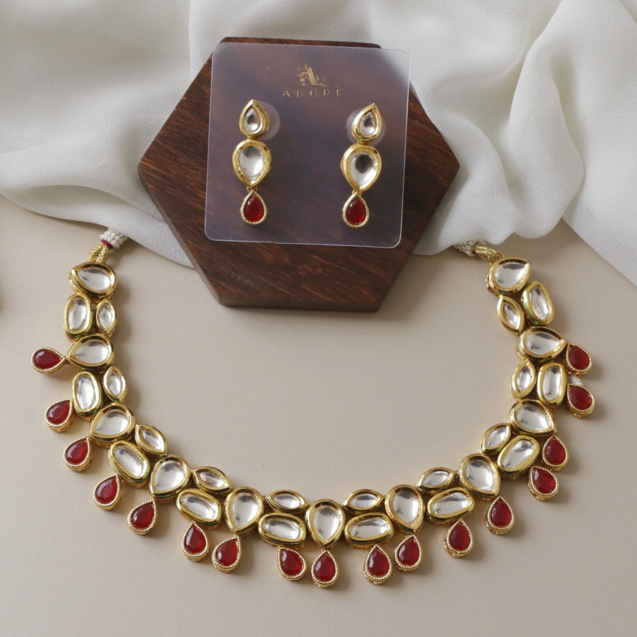 Meena Kundan Neckpiece With Earring