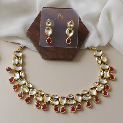 Meena Kundan Neckpiece With Earring