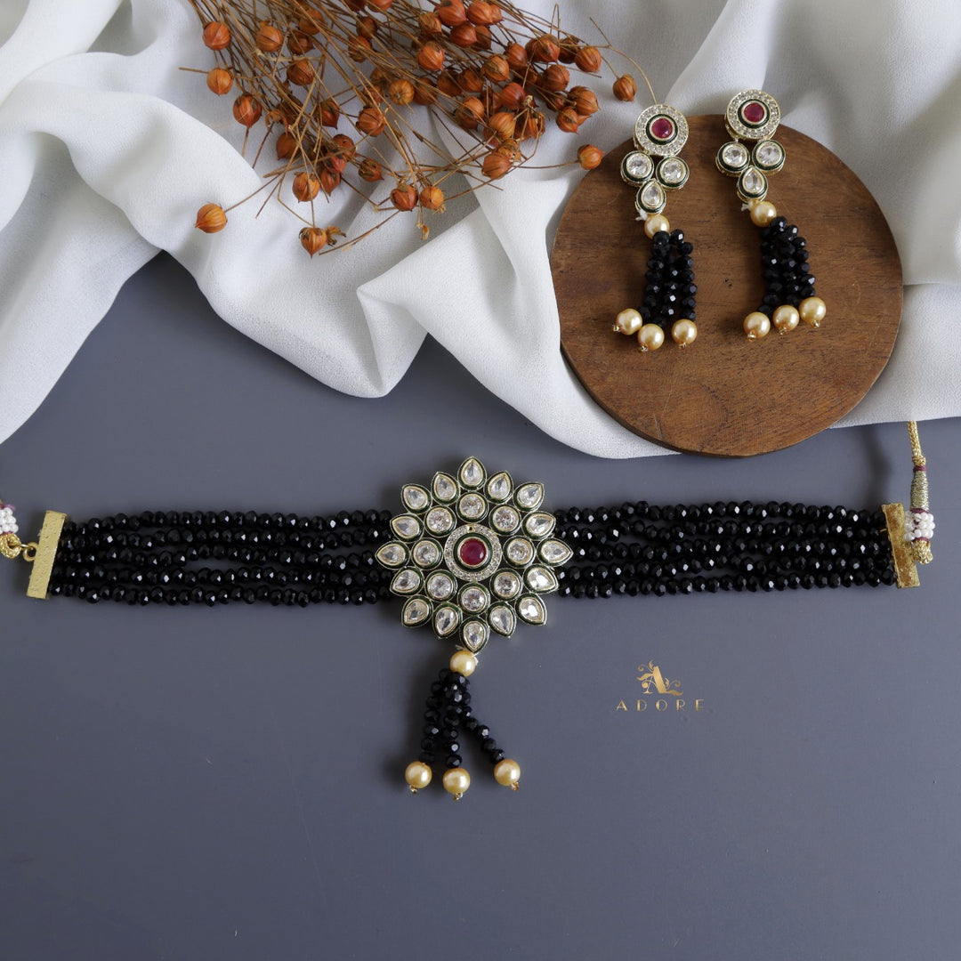 Agasthya Onyx Kundan Choker With Earring