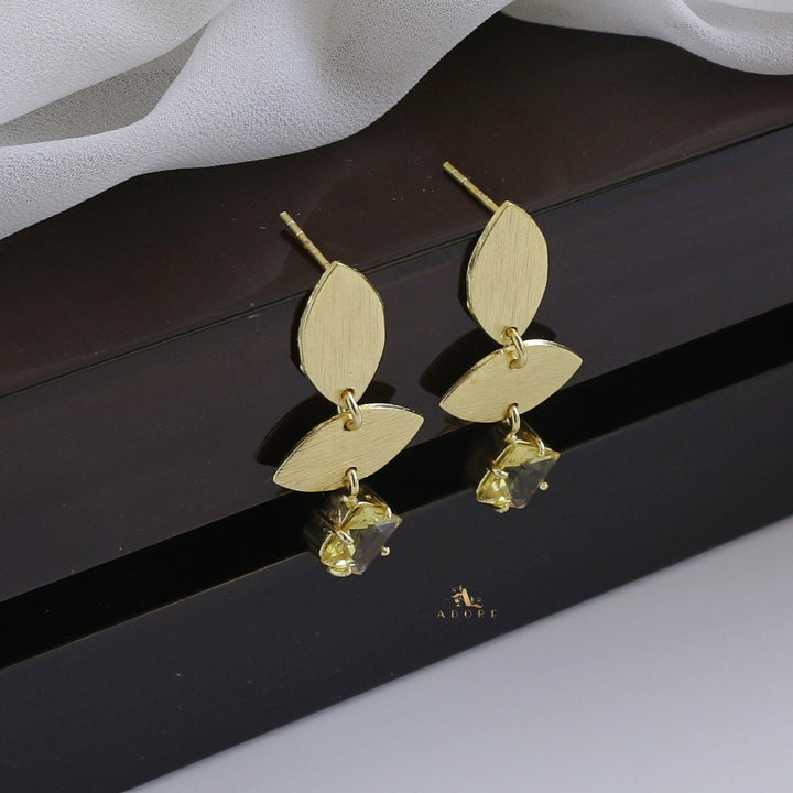 Heera Dual Golden Leaf Glossy Earring