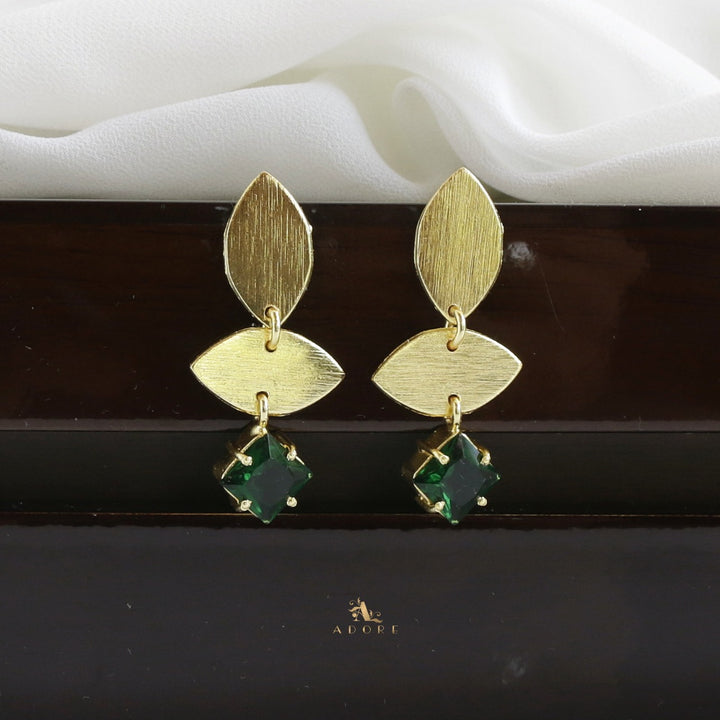 Heera Dual Golden Leaf Glossy Earring