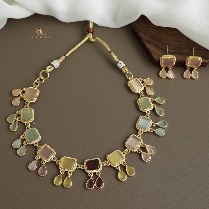Firouz Glossy Short Neckpiece With Earring