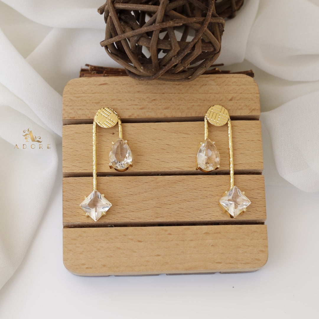 Triga Glossy Diamond Drop Earring