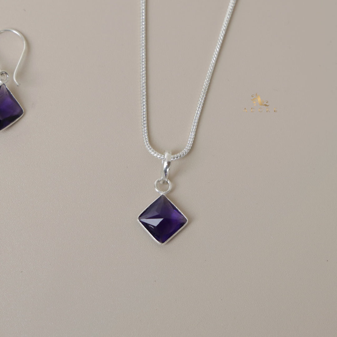 Riga Glossy Diamond Drop Neckpiece With Earring