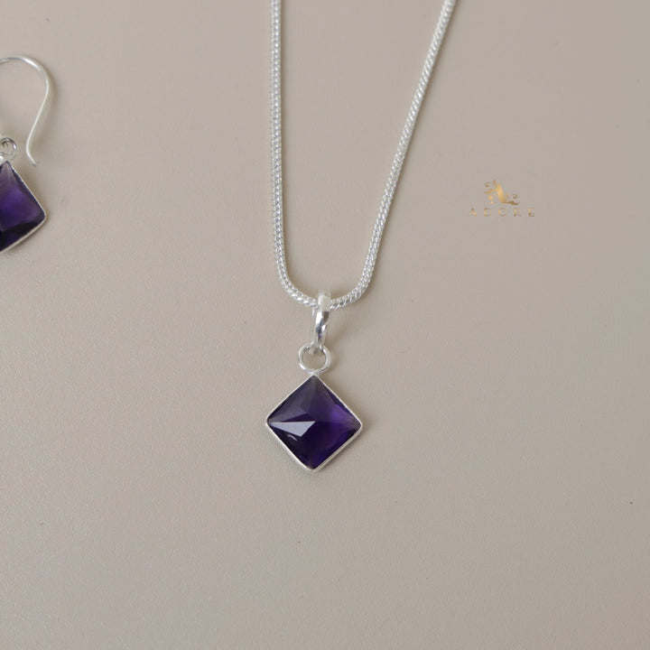 Riga Glossy Diamond Drop Neckpiece With Earring