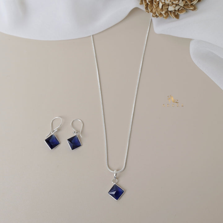 Riga Glossy Diamond Drop Neckpiece With Earring