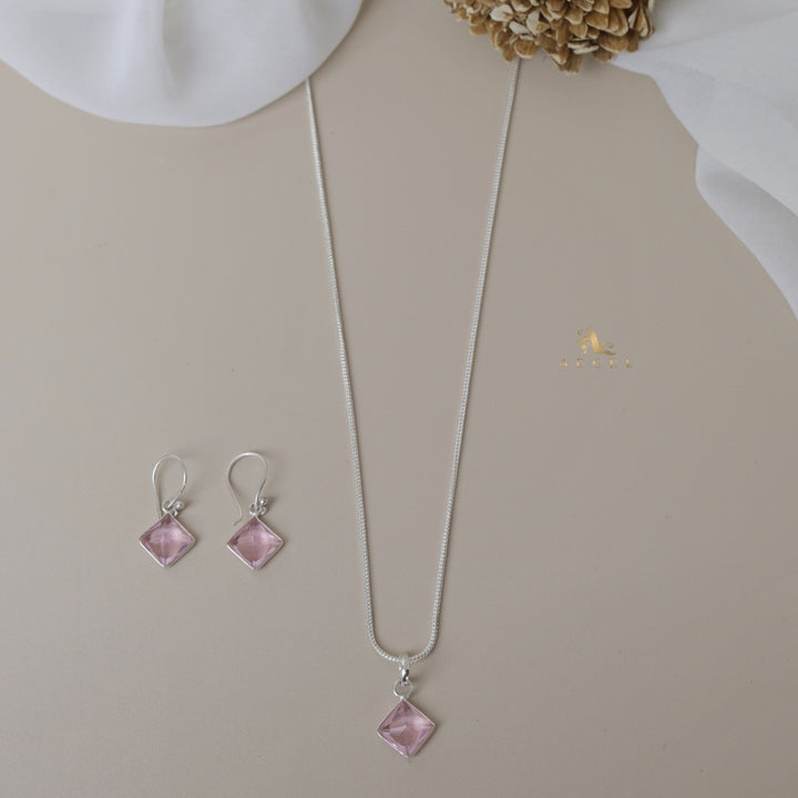 Riga Glossy Diamond Drop Neckpiece With Earring