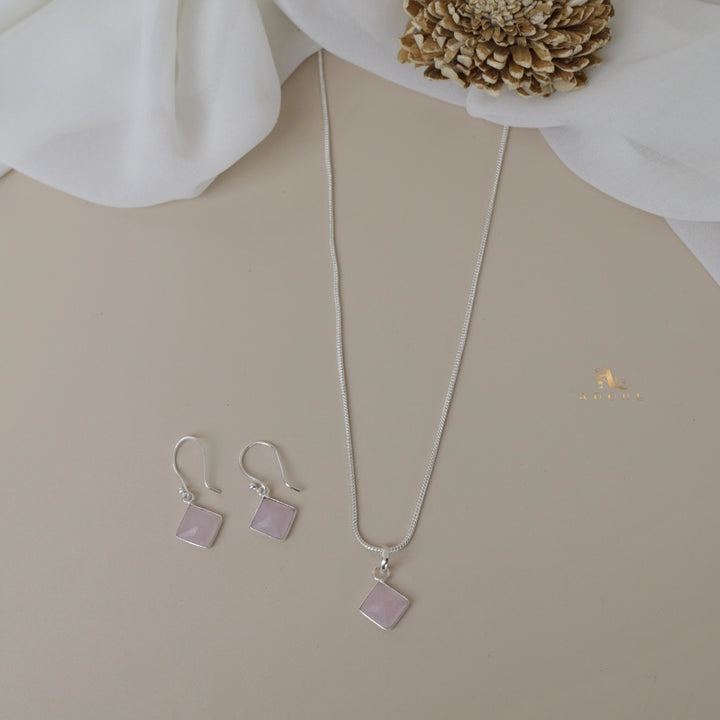 Riga Glossy Diamond Drop Neckpiece With Earring