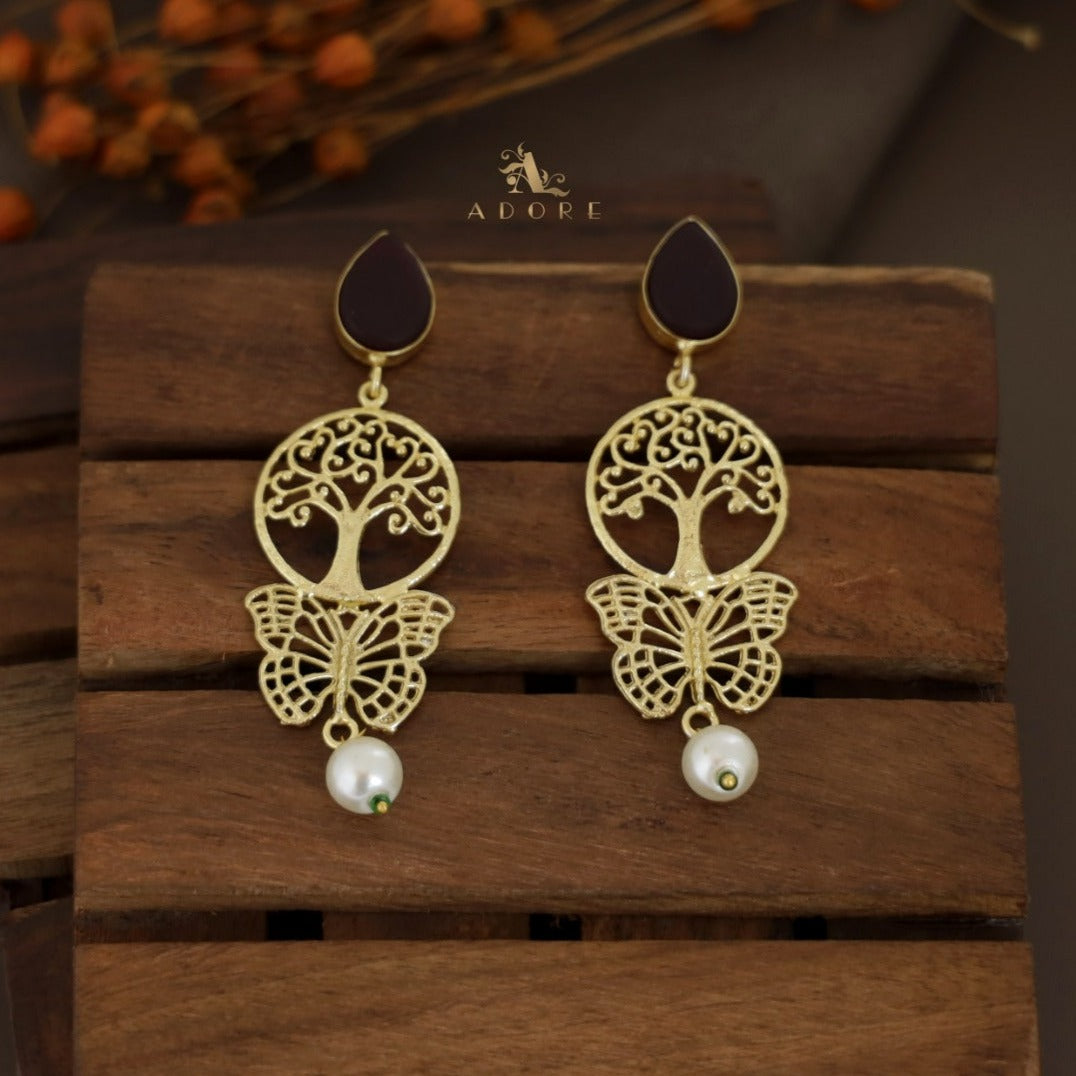 Riva Golden Tree With Butterfly Earring
