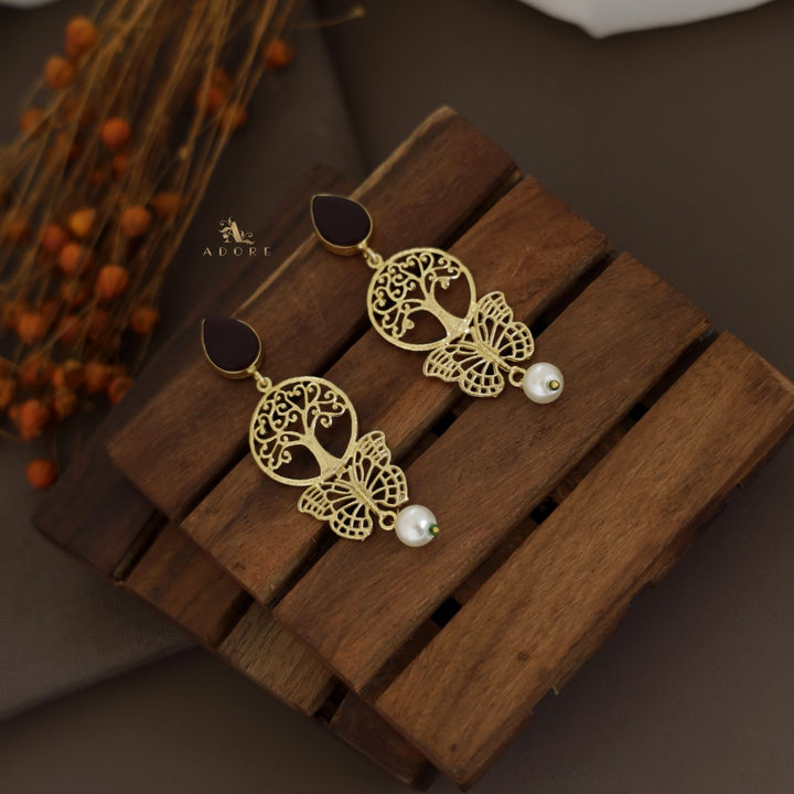 Riva Golden Tree With Butterfly Earring
