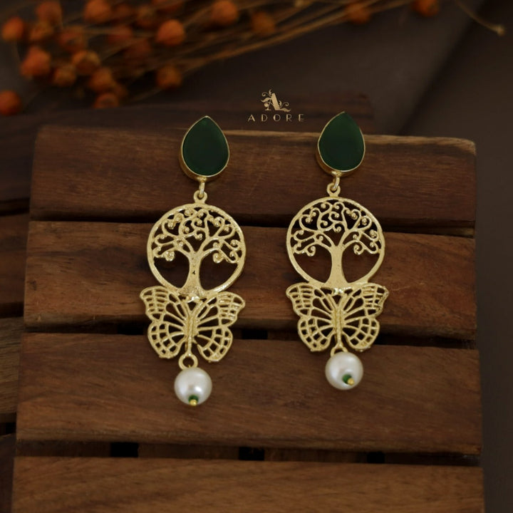 Riva Golden Tree With Butterfly Earring