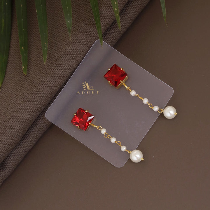 Naaz Square Glossy Pearl Drop Earring