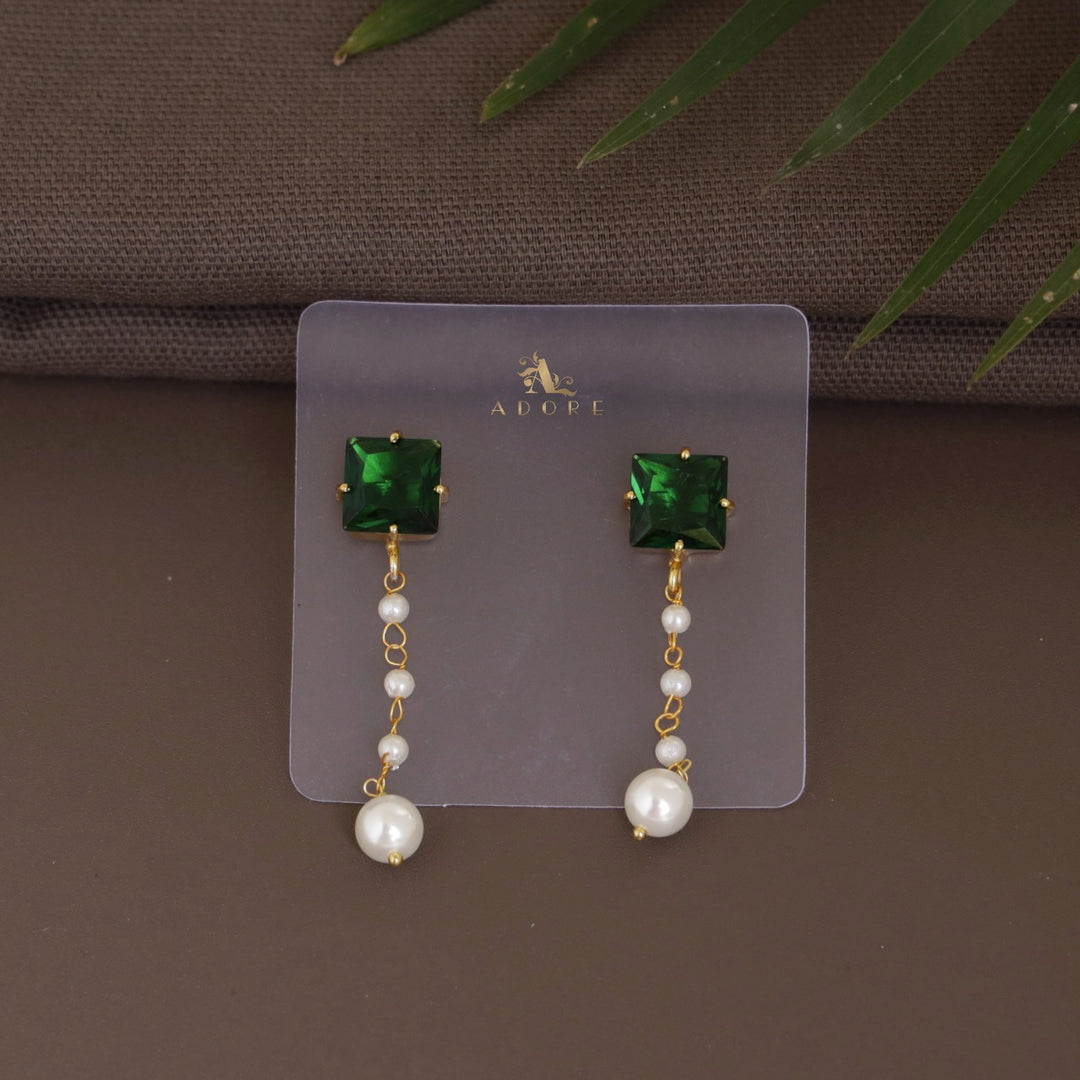 Naaz Square Glossy Pearl Drop Earring