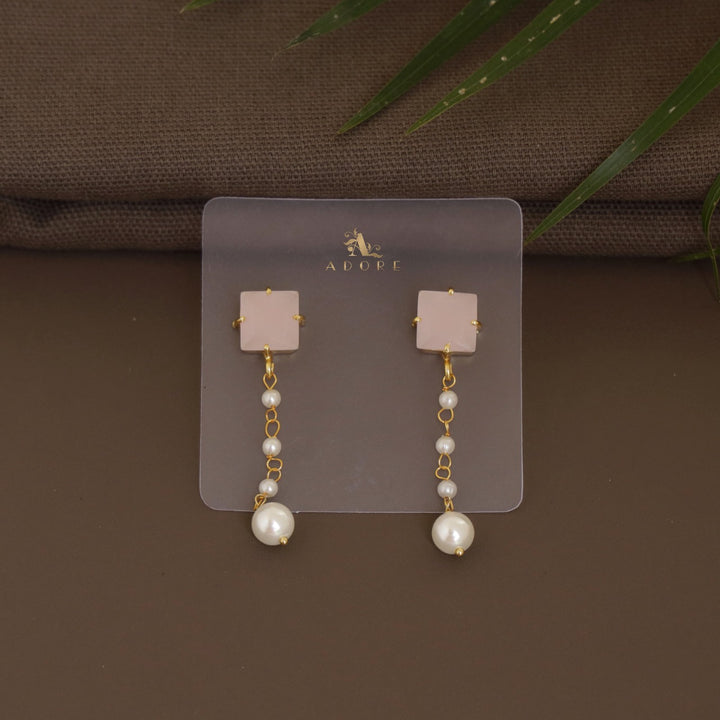 Naaz Square Glossy Pearl Drop Earring