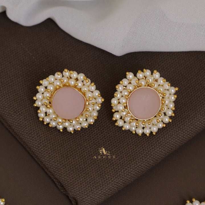 Ahelia Raw Stone Cluster Pearl Neckpiece / Choker With Earring