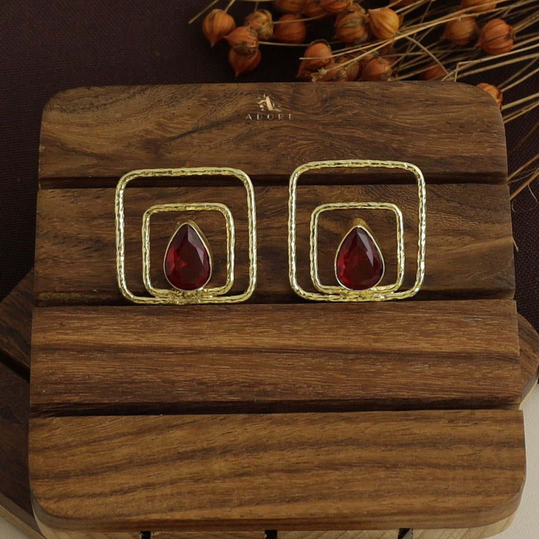 Palmirah Dual Textured Square Glossy Earring