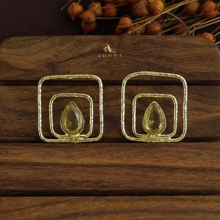 Palmirah Dual Textured Square Glossy Earring