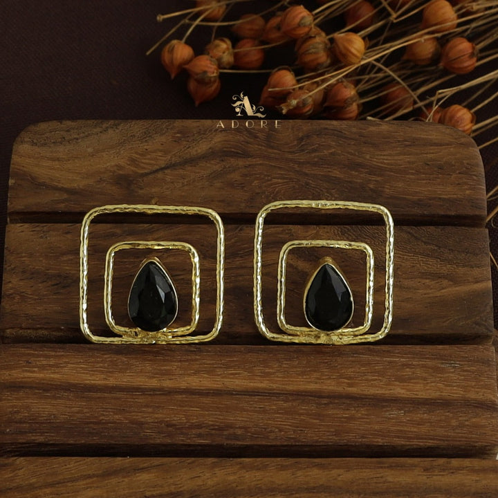 Palmirah Dual Textured Square Glossy Earring