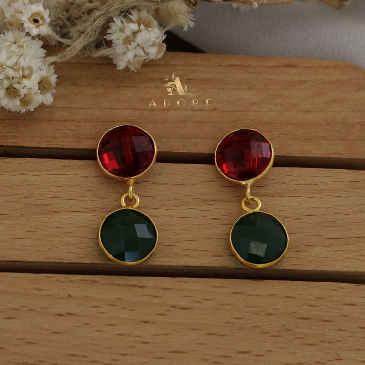 Dual Round Riverna Glossy Earring