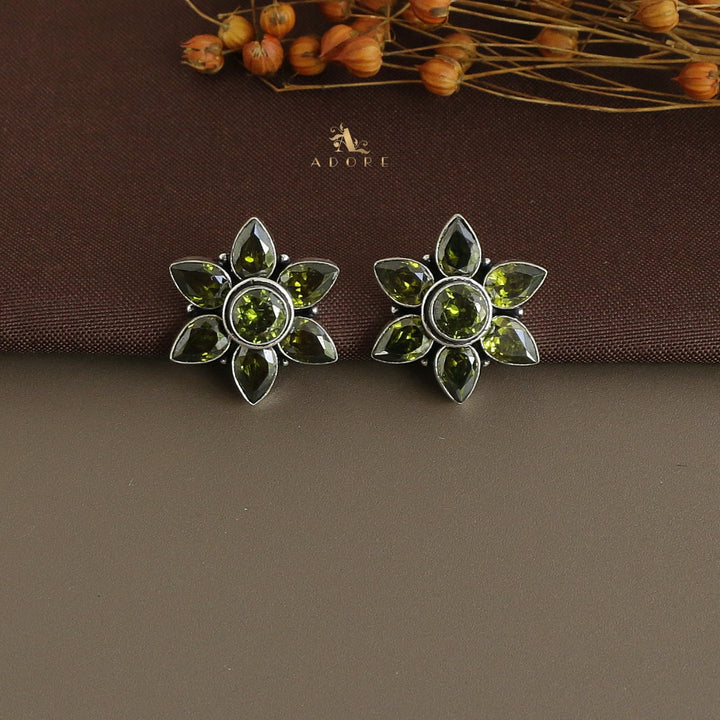Aarsh Glossy Silver Flower Earring
