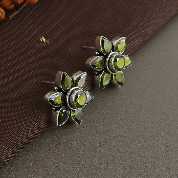 Aarsh Glossy Silver Flower Earring