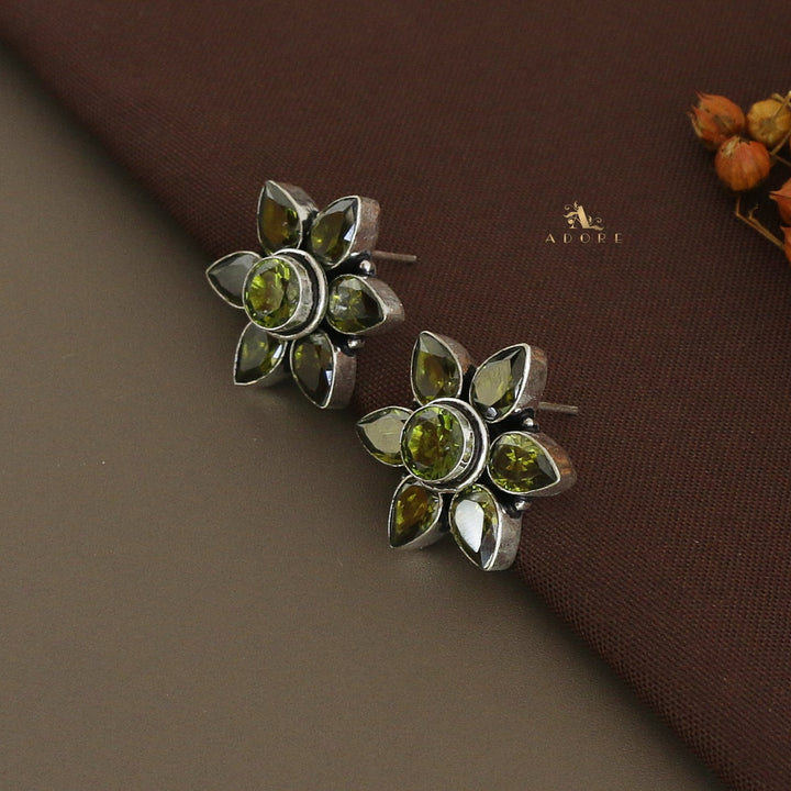 Aarsh Glossy Silver Flower Earring