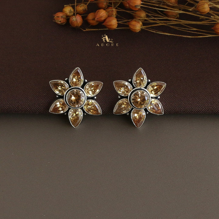 Aarsh Glossy Silver Flower Earring