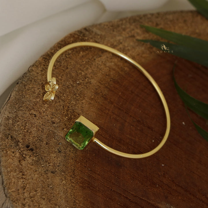 Narvia Flower And Rectangle Glossy Bangle